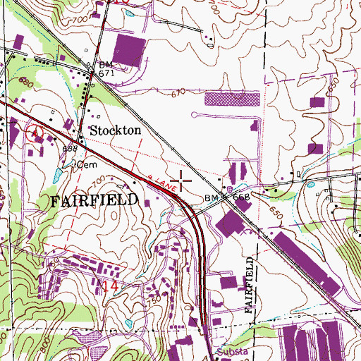 Topographic Map of Fairfield Business Center, OH