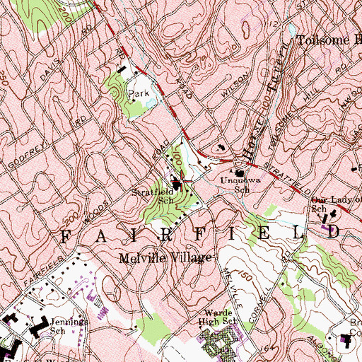 Topographic Map of Stratfield Elementary School, CT