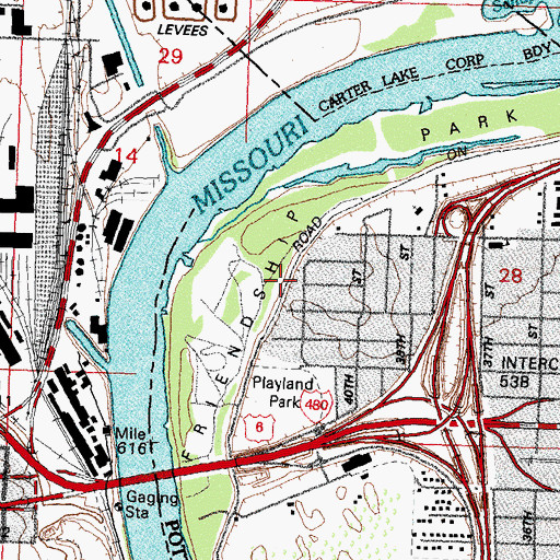 Topographic Map of Council Bluffs Levee Unit, IA