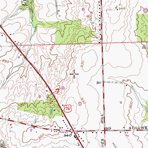 Topographic Map of Indian Ridge Golf Course, OH