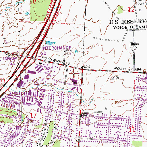 Topographic Map of Kingsgate Plaza Shopping Center, OH