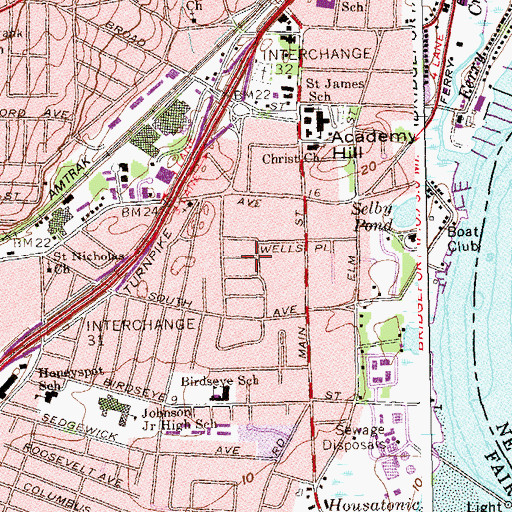 Topographic Map of Stratford, CT