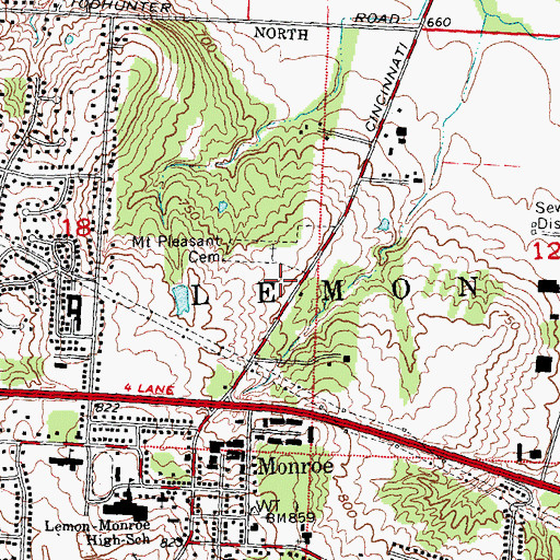 Topographic Map of Overbrook Business Park, OH