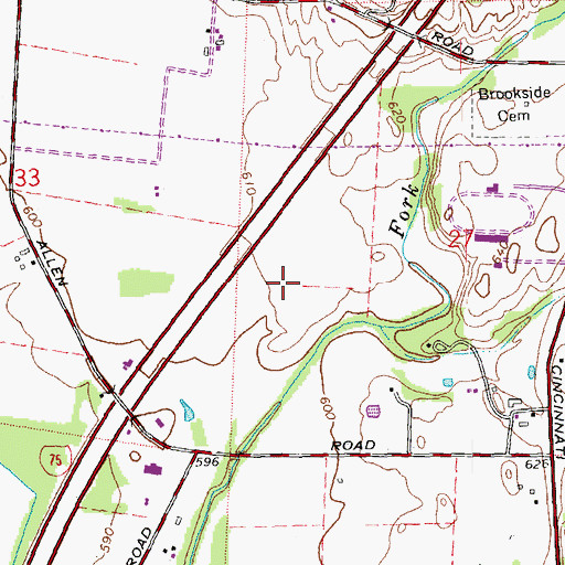 Topographic Map of Streets of West Chester Shopping Center, OH