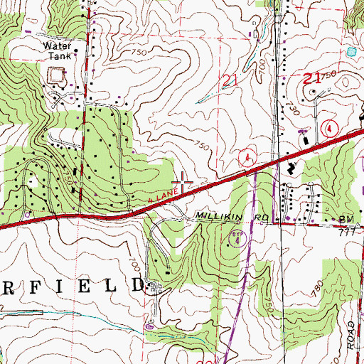 Topographic Map of The Commons of Indian Springs Business Park, OH
