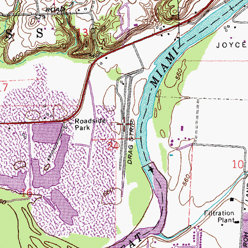 Topographic Map of Tri-State Dragway, OH