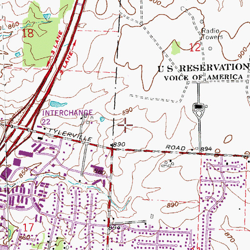 Topographic Map of VOA Shopping Center, OH