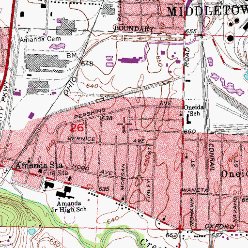 Topographic Map of Damon Park, OH