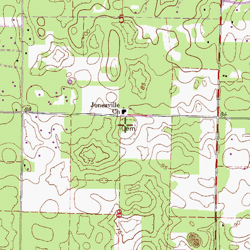 Topographic Map of Jonesville Cemetery, FL