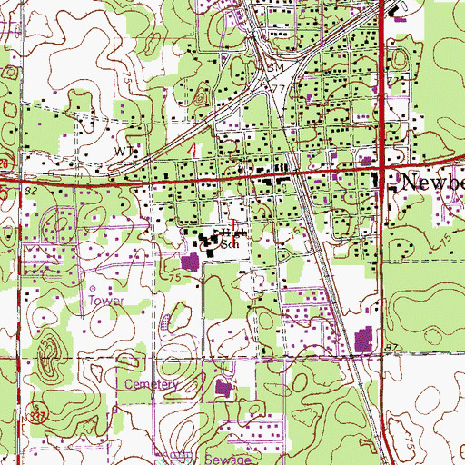 Topographic Map of Newberry High School Football Stadium, FL