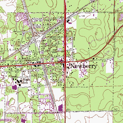 Topographic Map of Newberry Church of Christ, FL