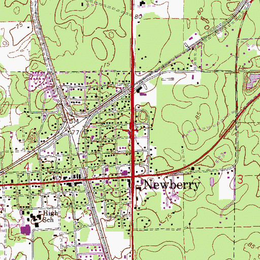 Topographic Map of Newberry Fire Rescue Station 28, FL