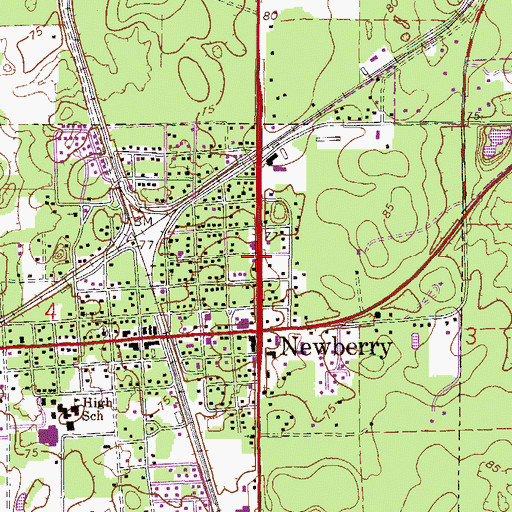 Topographic Map of Newberry Post Office, FL