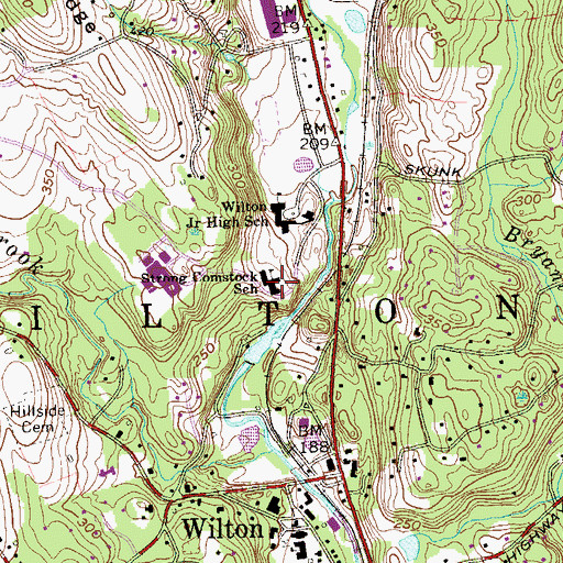 Topographic Map of Cider Mill School, CT