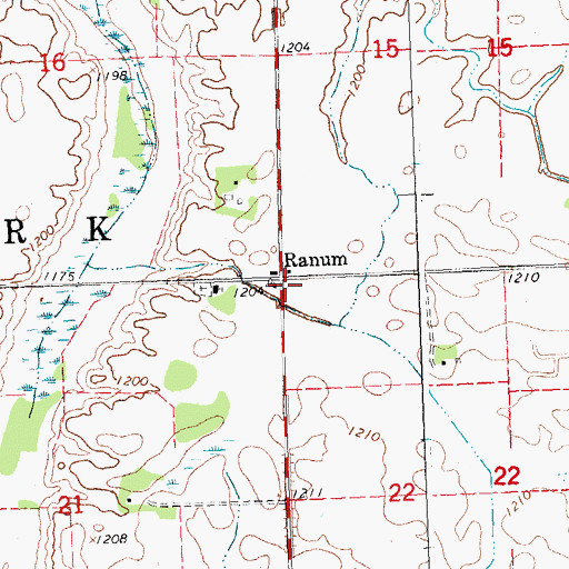 Topographic Map of Ranum Post Office (historical), MN