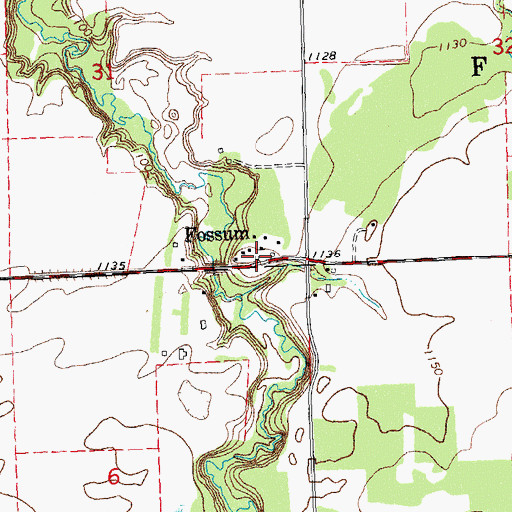 Topographic Map of Fossum Post Office (historical), MN