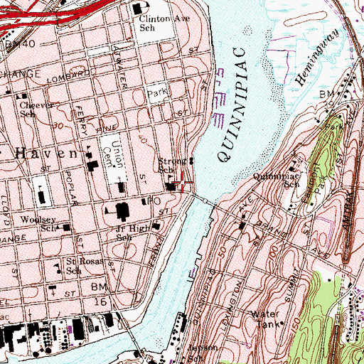 Topographic Map of Strong Traditional Magnet Academy, CT