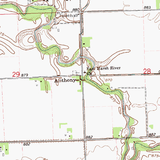 Topographic Map of Anthony Post Office (historical), MN