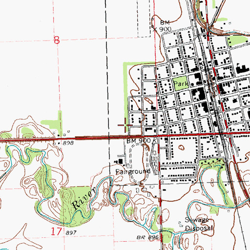 Topographic Map of Ada Junior-Senior High School, MN