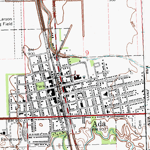 Topographic Map of Dekko Park, MN