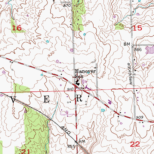 Topographic Map of Hanover Park, OH