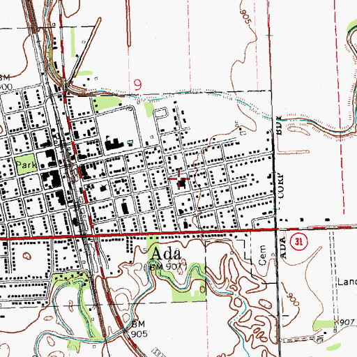 Topographic Map of East Side Park, MN