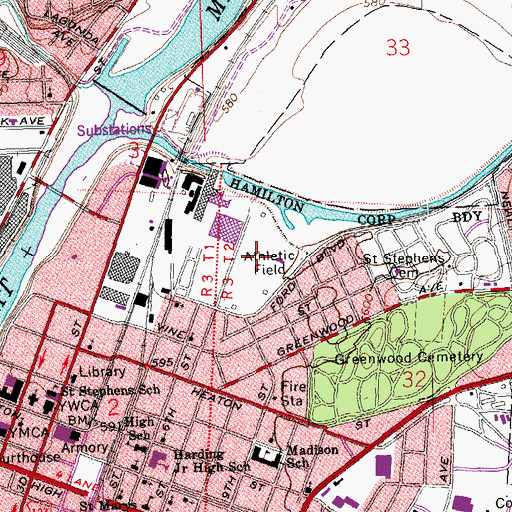 Topographic Map of L J Smith Athletic Field, OH