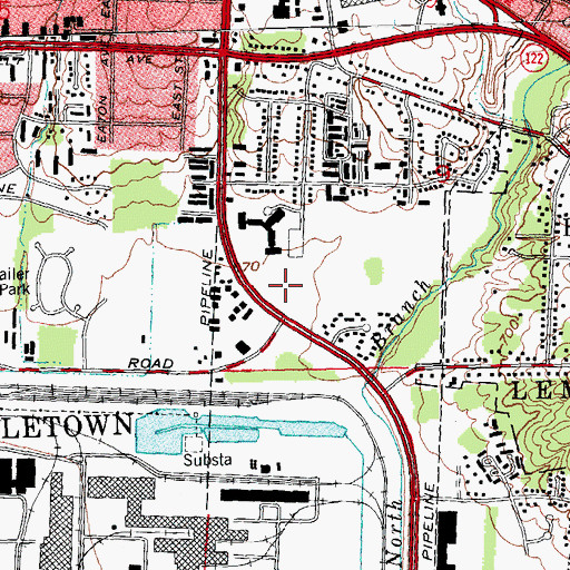 Topographic Map of Lefferson Softball Complex, OH
