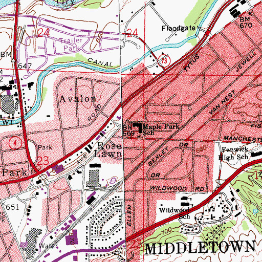 Topographic Map of Maple Park, OH