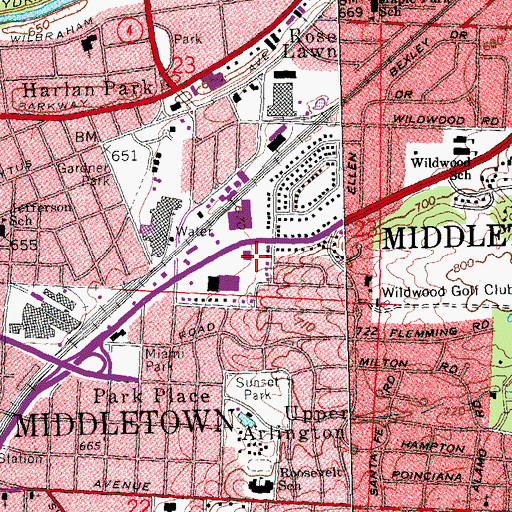 Topographic Map of University Park, OH