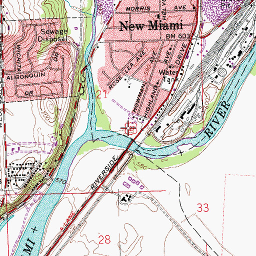 Topographic Map of Veterans Park, OH