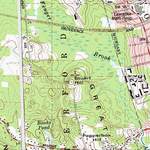 Topographic Map of Stuart Hill, CT