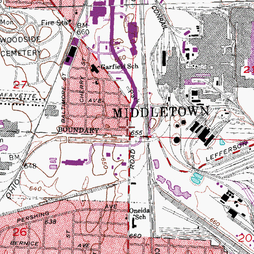 Topographic Map of Yankee Park, OH