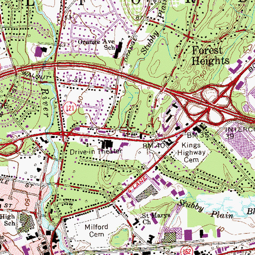 Topographic Map of Stubby Plain Brook, CT