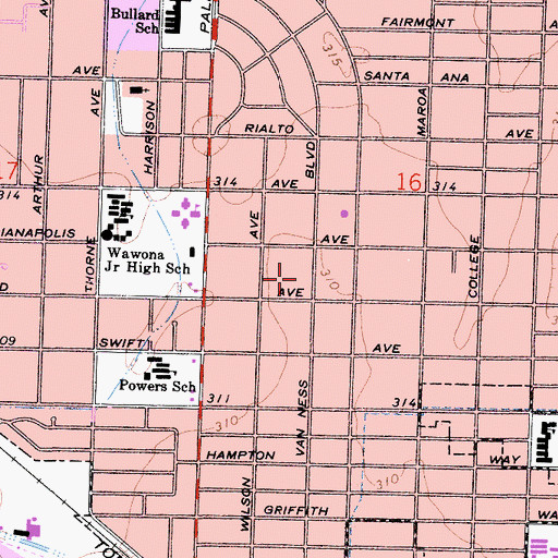 Topographic Map of Fig Garden, CA