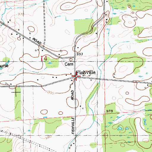 Topographic Map of Fishville, MI