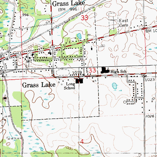 Topographic Map of Long School, MI