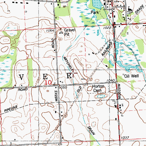 Topographic Map of Mitchell Drain, MI