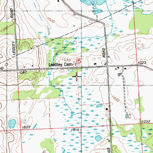 Topographic Map of Leidley Cemetery, MI