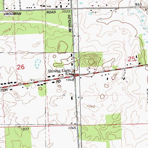 Topographic Map of Shining Light Church, MI
