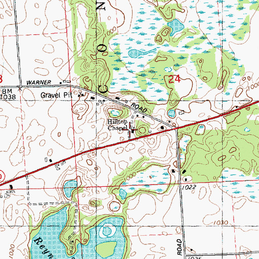 Topographic Map of Hilltop Chapel, MI