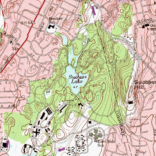 Topographic Map of Success Lake, CT
