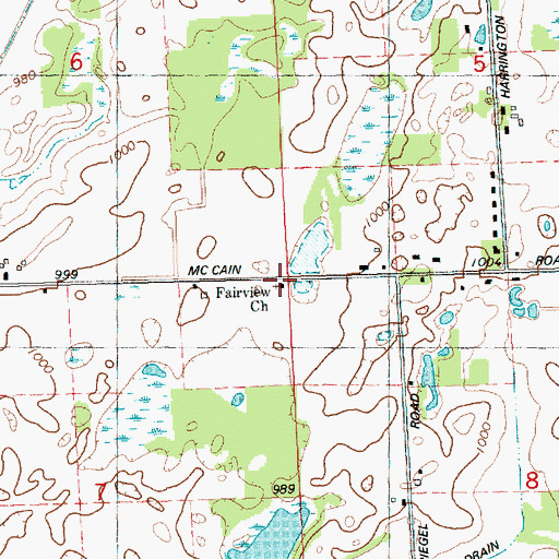 Topographic Map of Fairview Church, MI