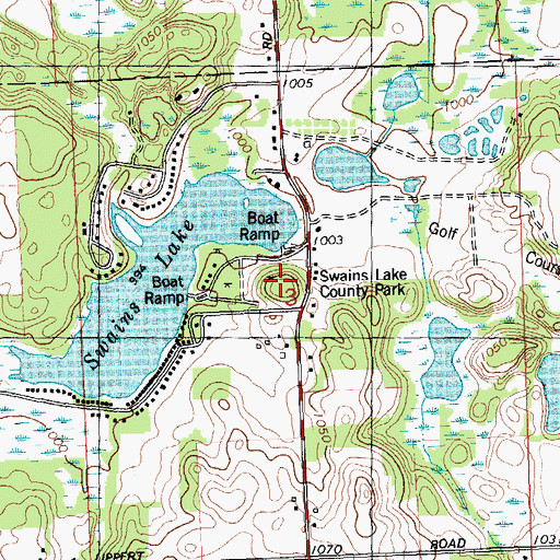 Topographic Map of Swains Lake County Park, MI