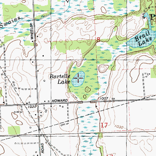 Topographic Map of Bartelle Lake, MI