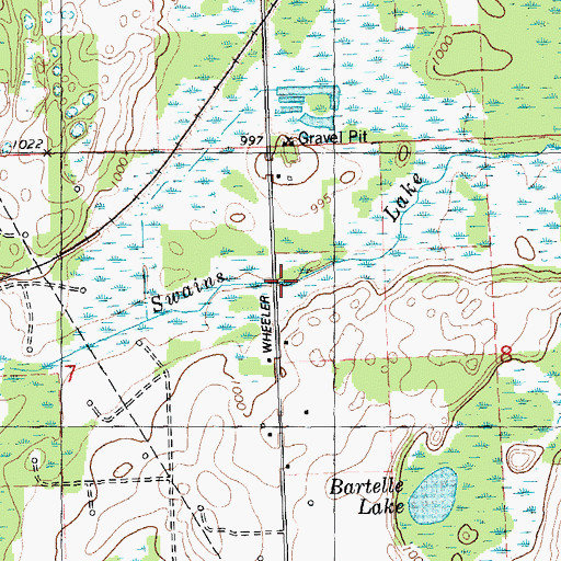 Topographic Map of Swains Lake Drain, MI