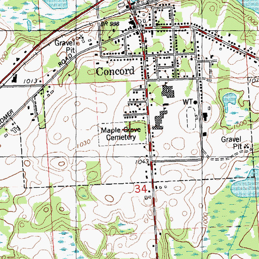 Topographic Map of Maple Grove Cemetery, MI