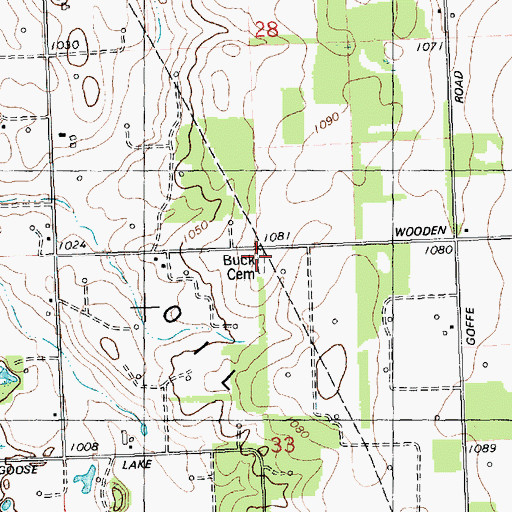 Topographic Map of Buck Cemetery, MI