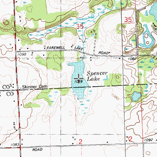 Topographic Map of Spencer Lake, MI