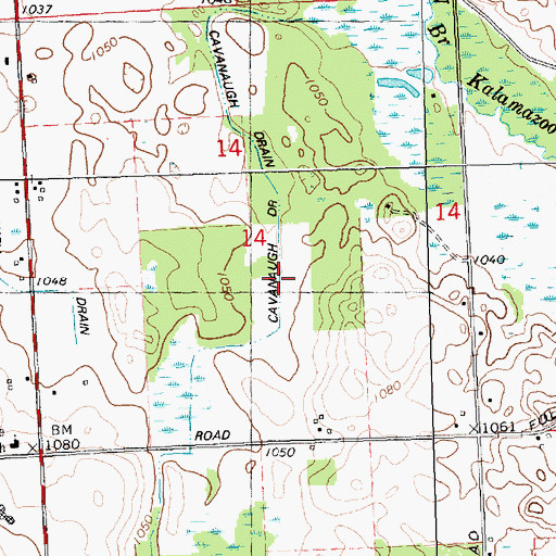 Topographic Map of Hillside Church, MI